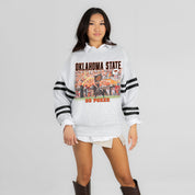 OKLAHOMA STATE COWBOYS OFF THE GRID STRIPE SLEEVE CREWNECK SWEATSHIRT