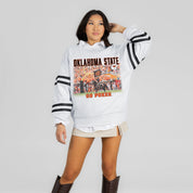 OKLAHOMA STATE COWBOYS OFF THE GRID STRIPE SLEEVE CREWNECK SWEATSHIRT