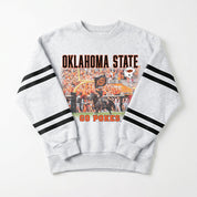 OKLAHOMA STATE COWBOYS OFF THE GRID STRIPE SLEEVE CREWNECK SWEATSHIRT