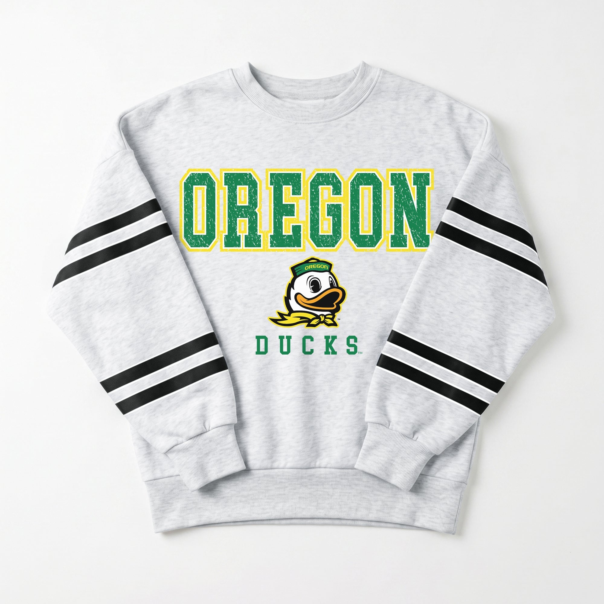 OREGON DUCKS STADIUM STRIPES STRIPE SLEEVE CREWNECK SWEATSHIRT