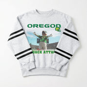 OREGON DUCKS OFF THE GRID STRIPE SLEEVE CREWNECK SWEATSHIRT