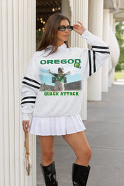 OREGON DUCKS OFF THE GRID STRIPE SLEEVE CREWNECK SWEATSHIRT