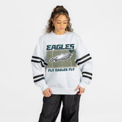 PHILADELPHIA EAGLES OFF THE GRID STRIPE SLEEVE CREWNECK SWEATSHIRT