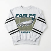 PHILADELPHIA EAGLES OFF THE GRID STRIPE SLEEVE CREWNECK SWEATSHIRT