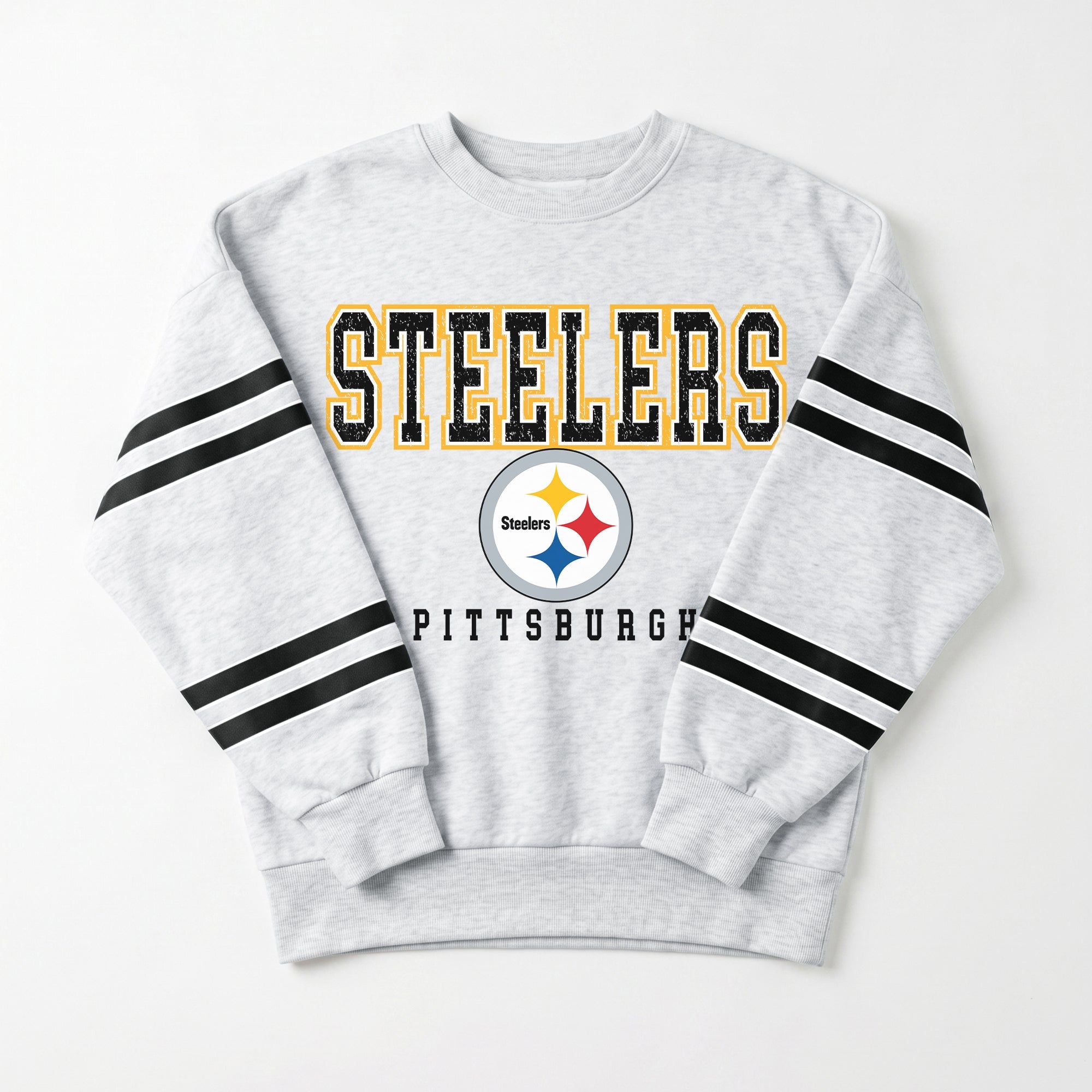 PITTSBURGH STEELERS STADIUM STRIPES STRIPE SLEEVE CREWNECK SWEATSHIRT