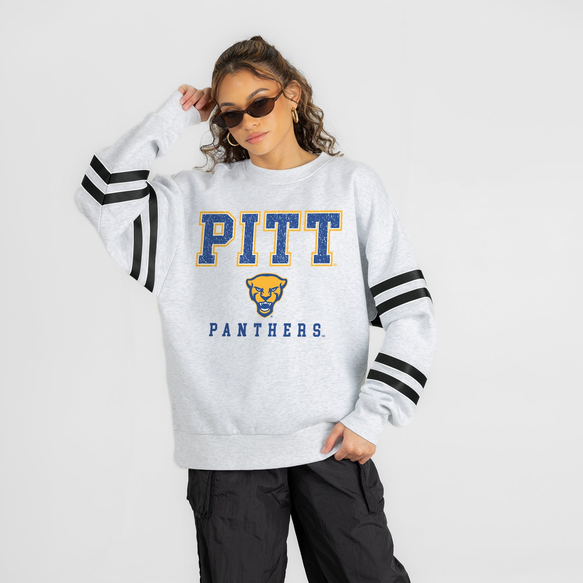 PITTSBURGH PANTHERS STADIUM STRIPES STRIPE SLEEVE CREWNECK SWEATSHIRT