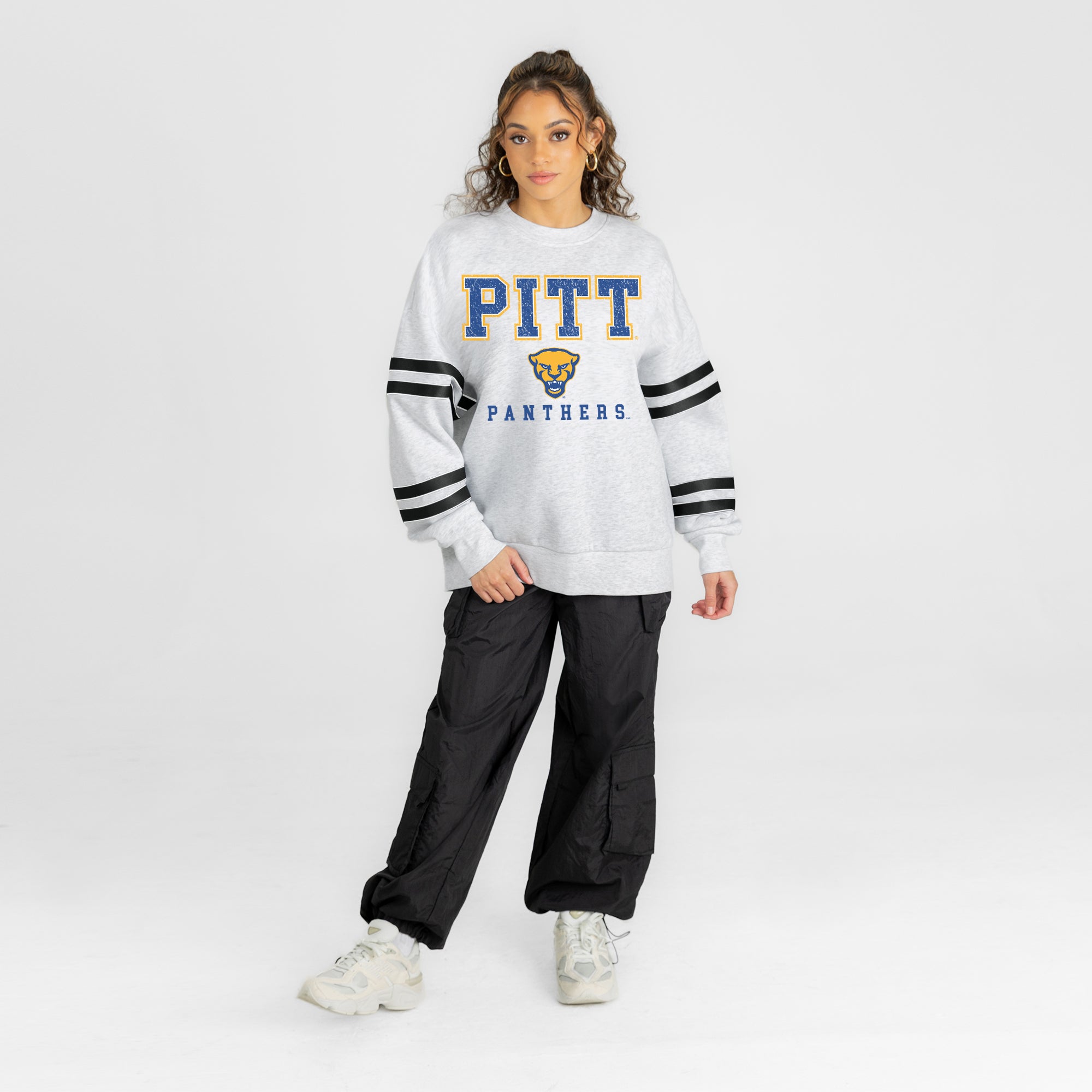 PITTSBURGH PANTHERS STADIUM STRIPES STRIPE SLEEVE CREWNECK SWEATSHIRT
