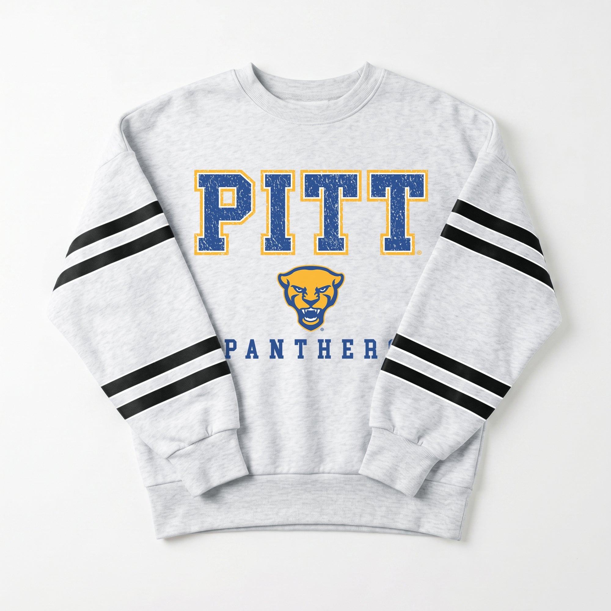 PITTSBURGH PANTHERS STADIUM STRIPES STRIPE SLEEVE CREWNECK SWEATSHIRT