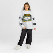 PITTSBURGH STEELERS OFF THE GRID STRIPE SLEEVE CREWNECK SWEATSHIRT