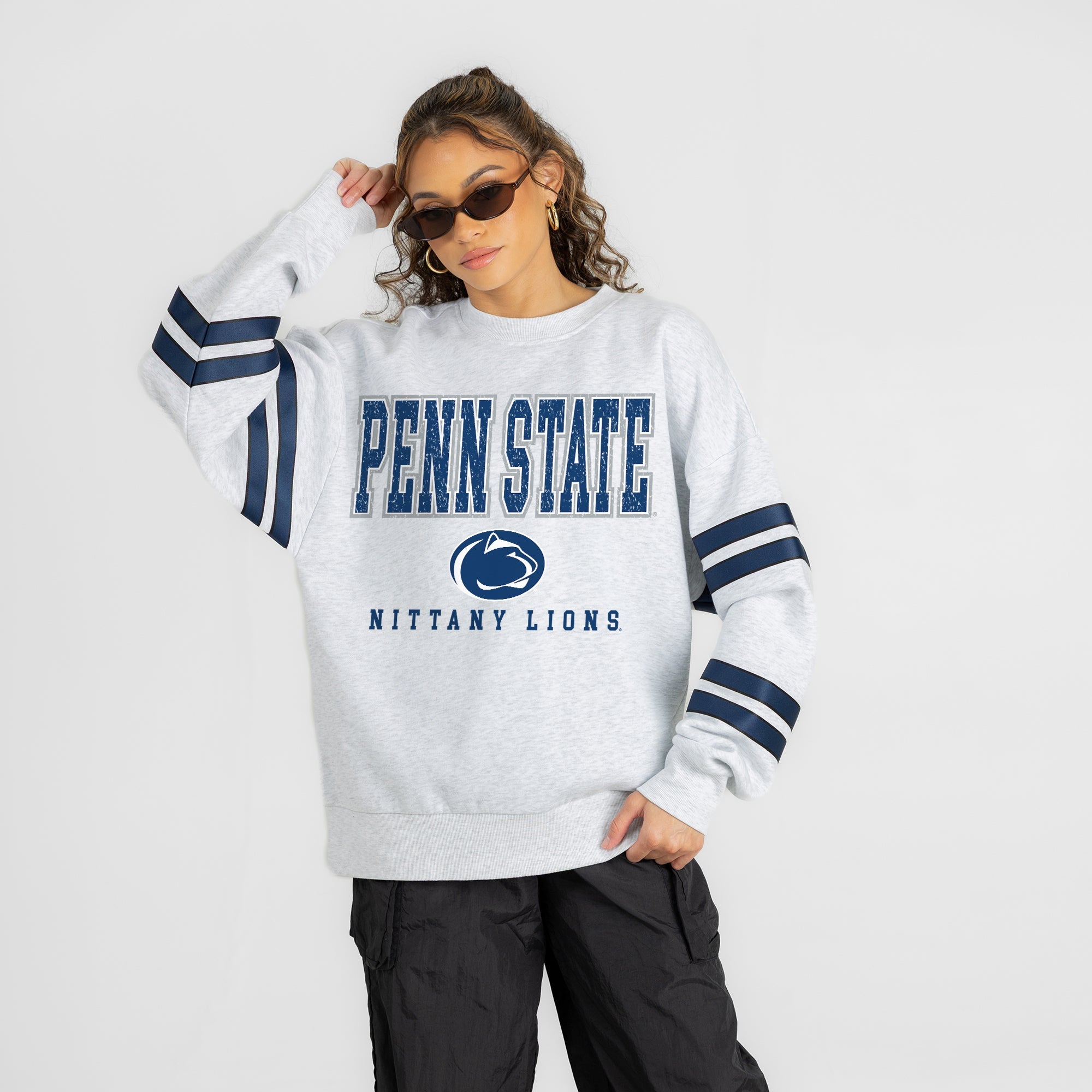 PENN STATE NITTANY LIONS STADIUM STRIPES STRIPE SLEEVE CREWNECK SWEATSHIRT