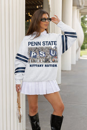 PENN STATE NITTANY LIONS OFF THE GRID STRIPE SLEEVE CREWNECK SWEATSHIRT