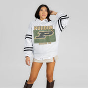 PURDUE BOILERMAKERS OFF THE GRID STRIPE SLEEVE CREWNECK SWEATSHIRT