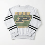 PURDUE BOILERMAKERS OFF THE GRID STRIPE SLEEVE CREWNECK SWEATSHIRT
