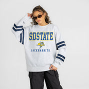 SOUTH DAKOTA STATE JACKRABBITS STADIUM STRIPES STRIPE SLEEVE CREWNECK SWEATSHIRT