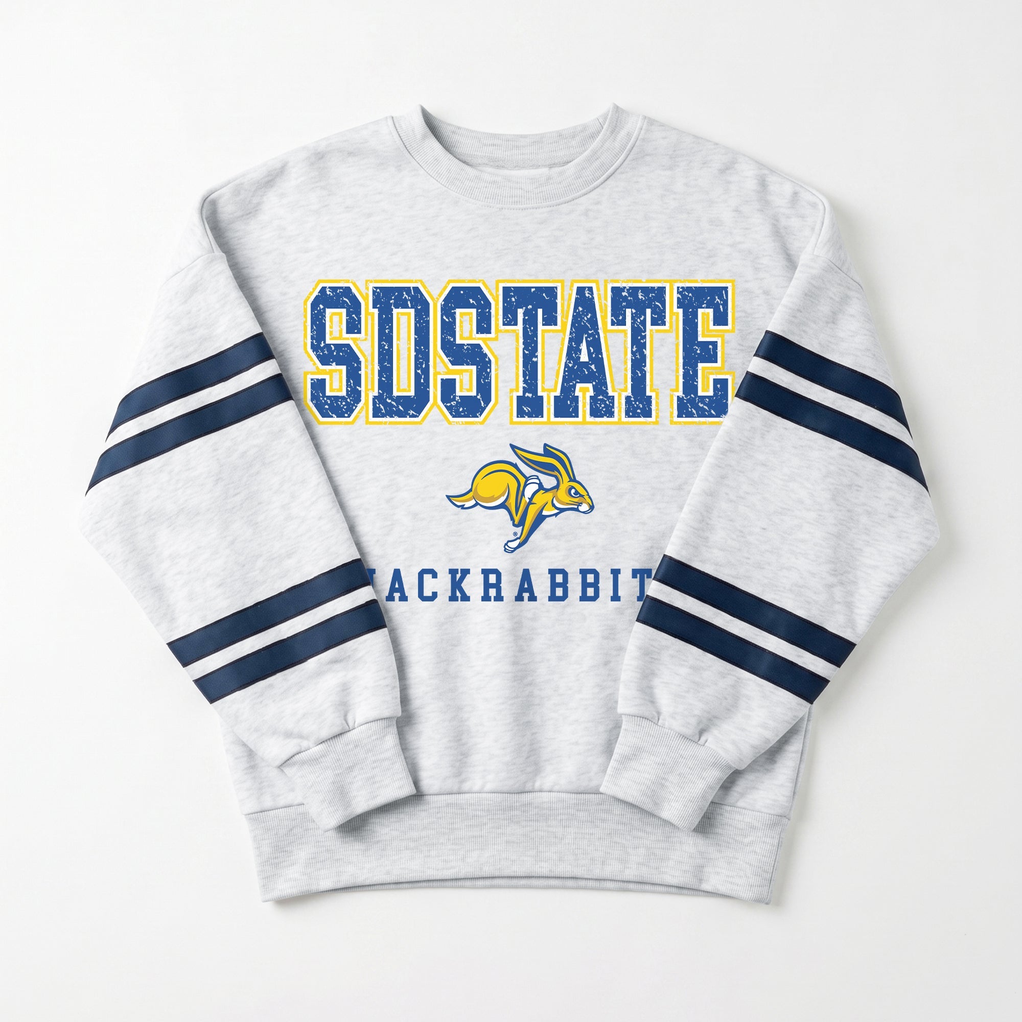 SOUTH DAKOTA STATE JACKRABBITS STADIUM STRIPES STRIPE SLEEVE CREWNECK SWEATSHIRT