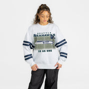 SEATTLE SEAHAWKS OFF THE GRID STRIPE SLEEVE CREWNECK SWEATSHIRT