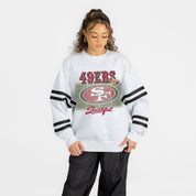SAN FRANCISCO 49ERS OFF THE GRID STRIPE SLEEVE CREWNECK SWEATSHIRT