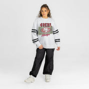 SAN FRANCISCO 49ERS OFF THE GRID STRIPE SLEEVE CREWNECK SWEATSHIRT