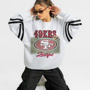 SAN FRANCISCO 49ERS OFF THE GRID STRIPE SLEEVE CREWNECK SWEATSHIRT