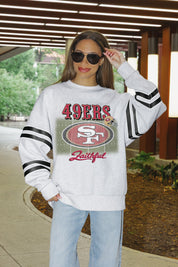 SAN FRANCISCO 49ERS OFF THE GRID STRIPE SLEEVE CREWNECK SWEATSHIRT