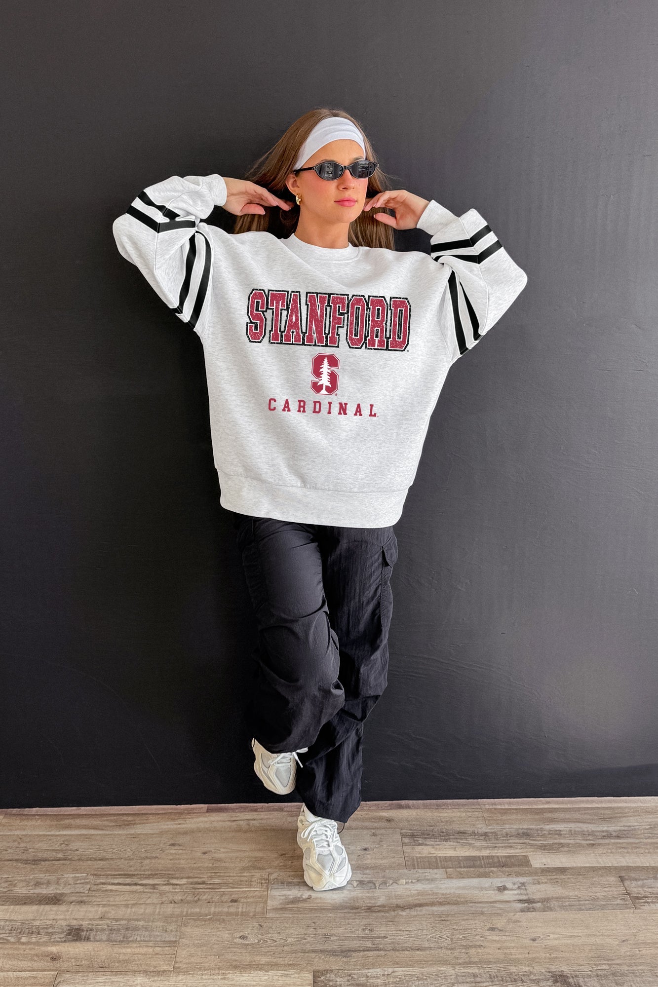STANFORD CARDINAL STADIUM STRIPES STRIPE SLEEVE CREWNECK SWEATSHIRT