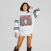 STANFORD CARDINAL OFF THE GRID STRIPE SLEEVE CREWNECK SWEATSHIRT