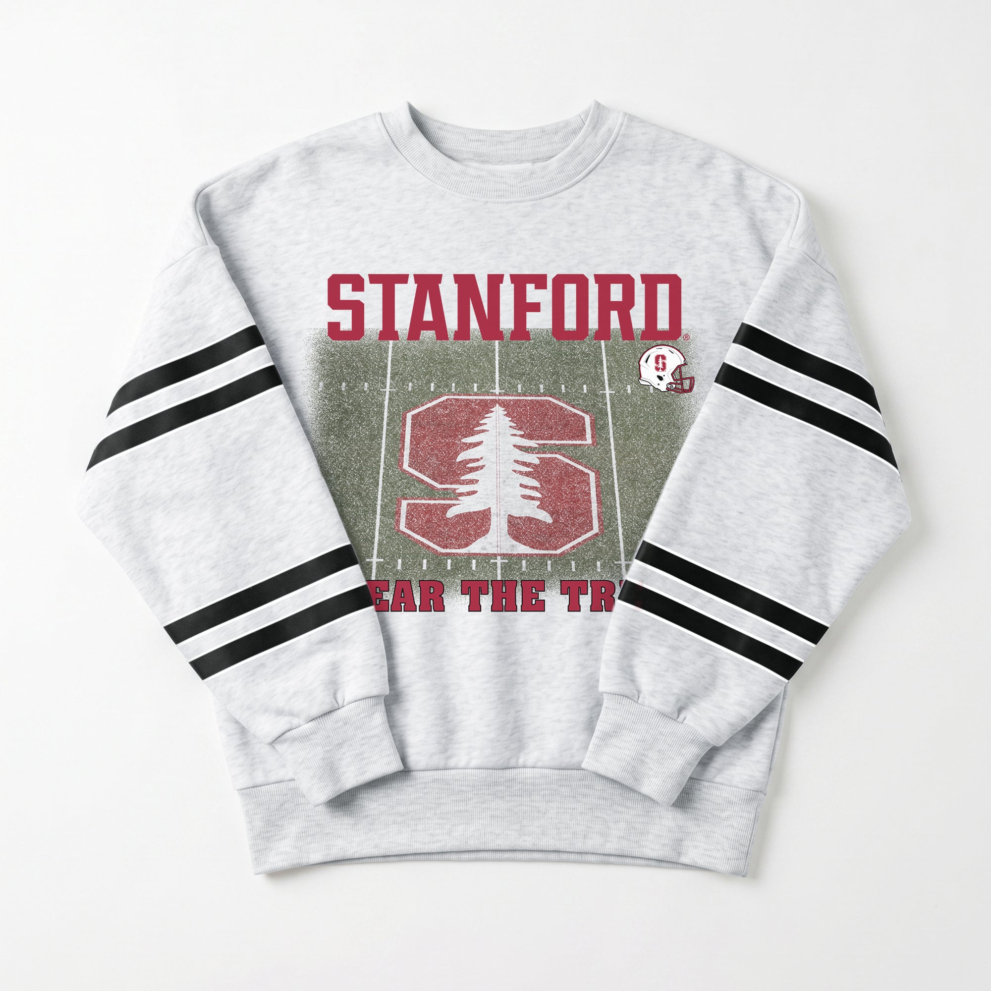 STANFORD CARDINAL OFF THE GRID STRIPE SLEEVE CREWNECK SWEATSHIRT