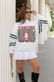 STANFORD CARDINAL OFF THE GRID STRIPE SLEEVE CREWNECK SWEATSHIRT