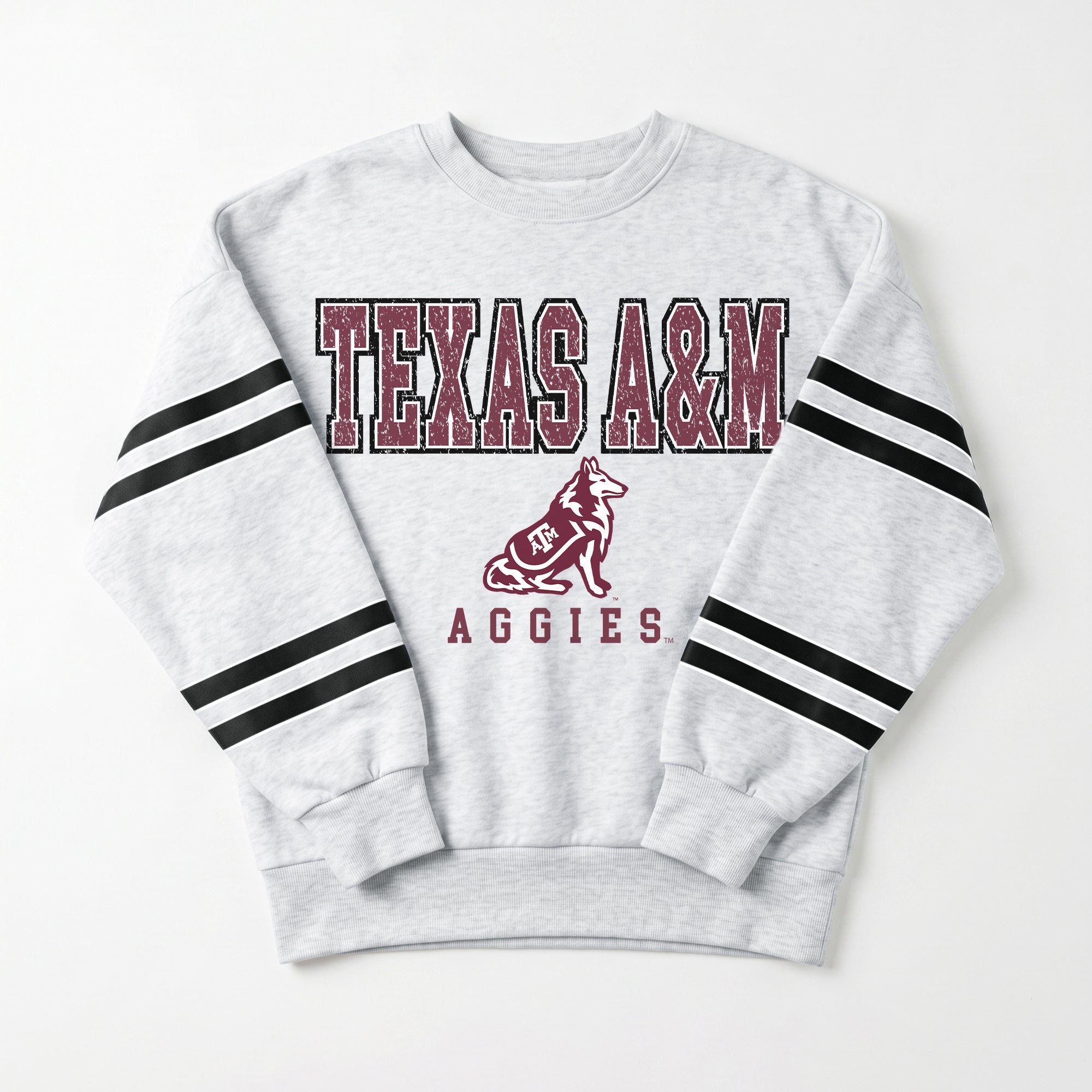 TEXAS A&M AGGIES STADIUM STRIPES STRIPE SLEEVE CREWNECK SWEATSHIRT