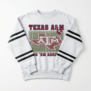 TEXAS A&M AGGIES OFF THE GRID STRIPE SLEEVE CREWNECK SWEATSHIRT