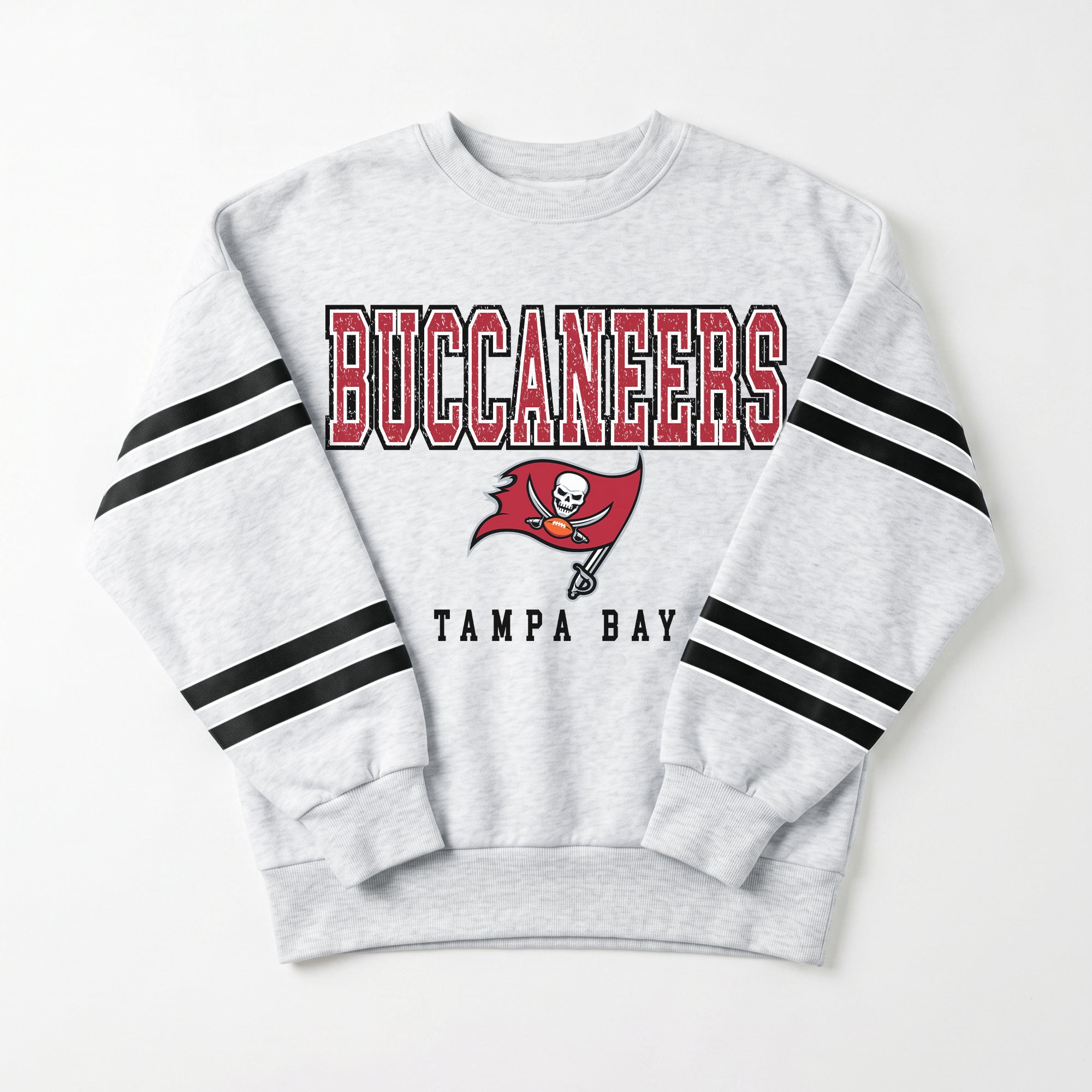 TAMPA BAY BUCCANEERS STADIUM STRIPES STRIPE SLEEVE CREWNECK SWEATSHIRT