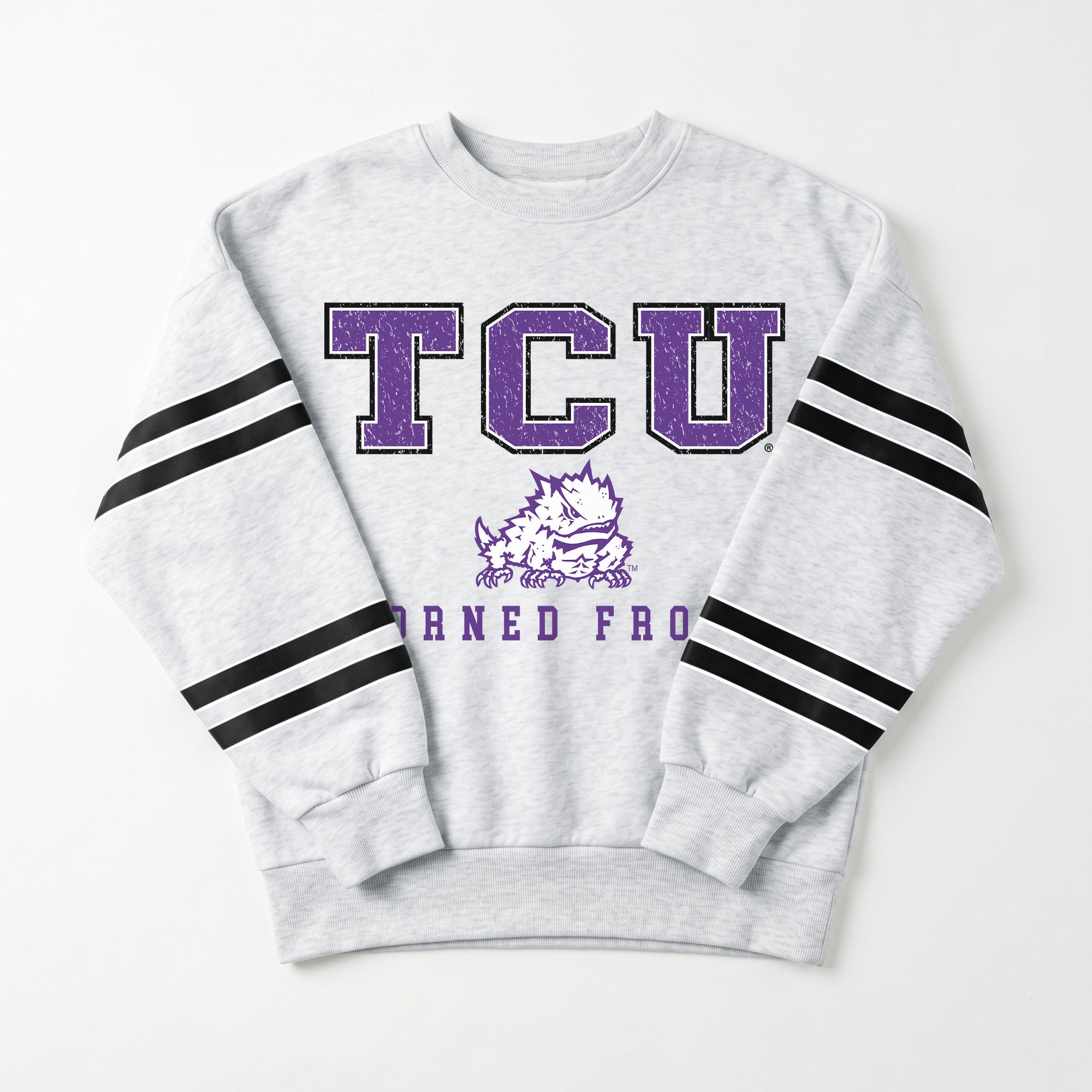 TCU HORNED FROGS STADIUM STRIPES STRIPE SLEEVE CREWNECK SWEATSHIRT
