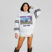 TCU HORNED FROGS OFF THE GRID STRIPE SLEEVE CREWNECK SWEATSHIRT