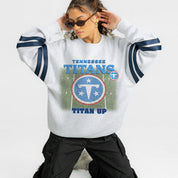 TENNESSEE TITANS OFF THE GRID STRIPE SLEEVE CREWNECK SWEATSHIRT