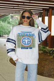 TENNESSEE TITANS OFF THE GRID STRIPE SLEEVE CREWNECK SWEATSHIRT