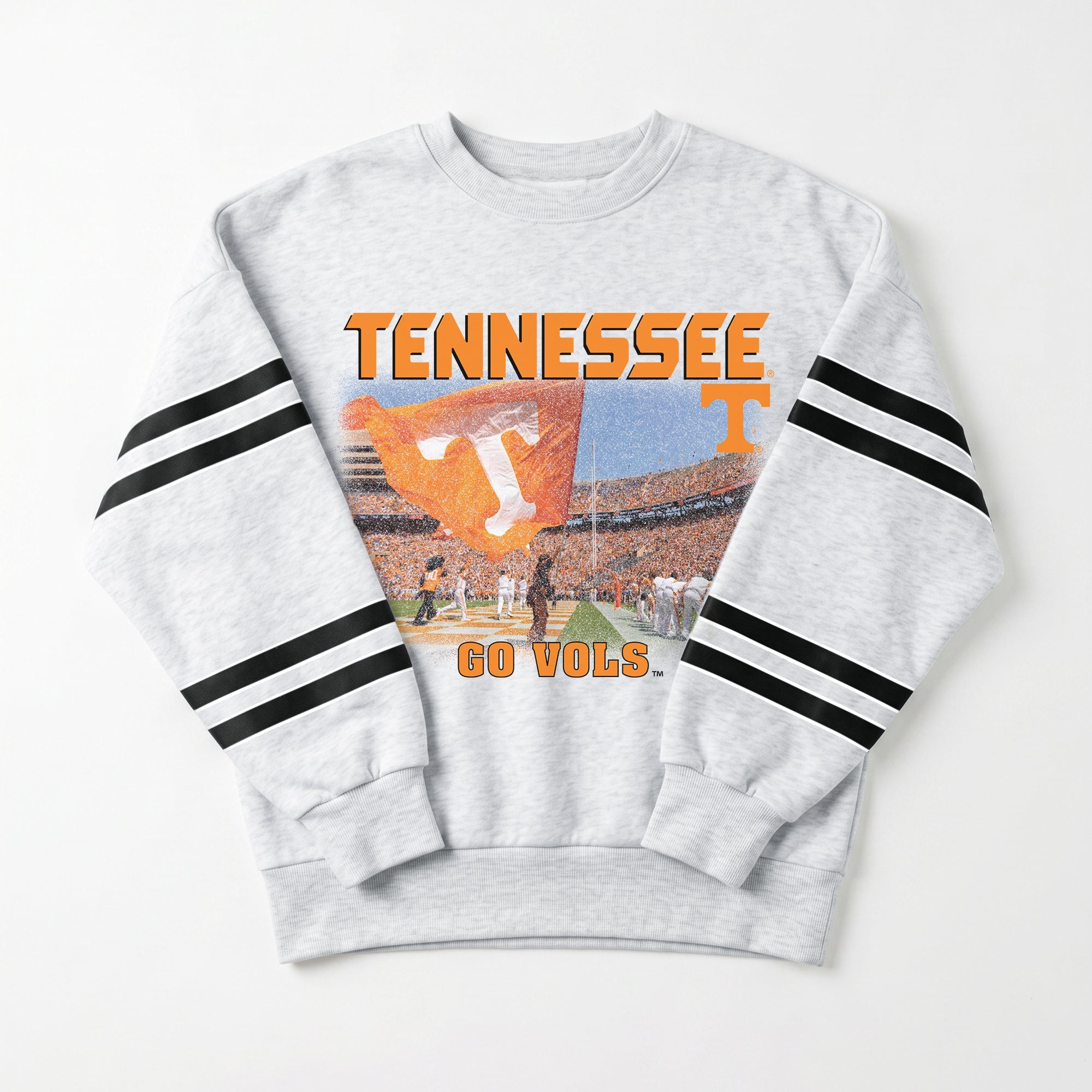 TENNESSEE VOLUNTEERS OFF THE GRID STRIPE SLEEVE CREWNECK SWEATSHIRT
