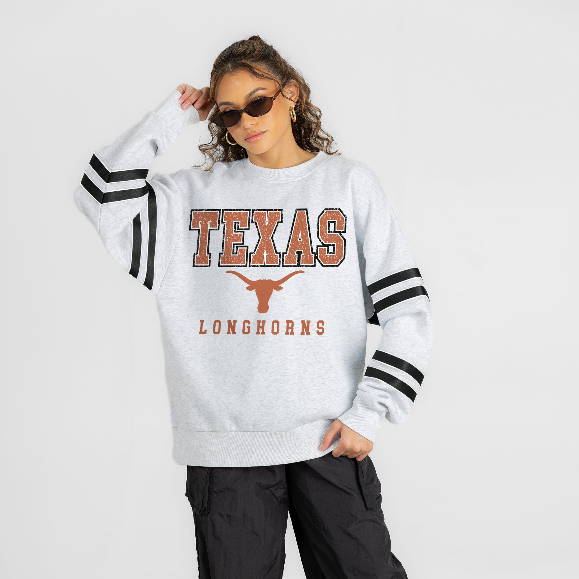 TEXAS LONGHORNS STADIUM STRIPES STRIPE SLEEVE CREWNECK SWEATSHIRT