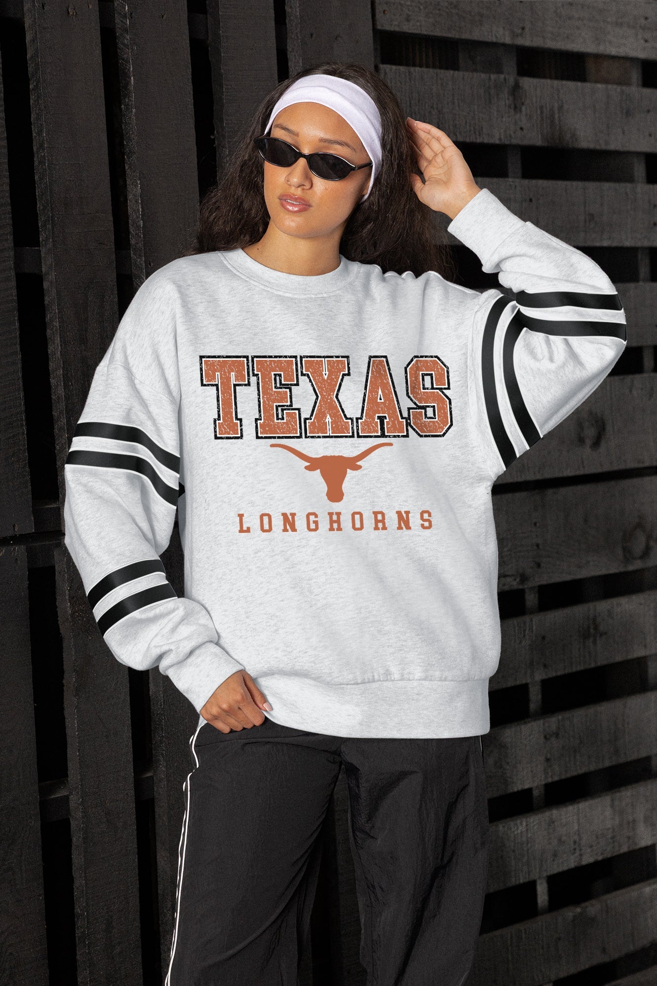 TEXAS LONGHORNS STADIUM STRIPES STRIPE SLEEVE CREWNECK SWEATSHIRT