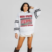 OHIO STATE BUCKEYES OFF THE GRID STRIPE SLEEVE CREWNECK SWEATSHIRT