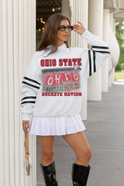 OHIO STATE BUCKEYES OFF THE GRID STRIPE SLEEVE CREWNECK SWEATSHIRT