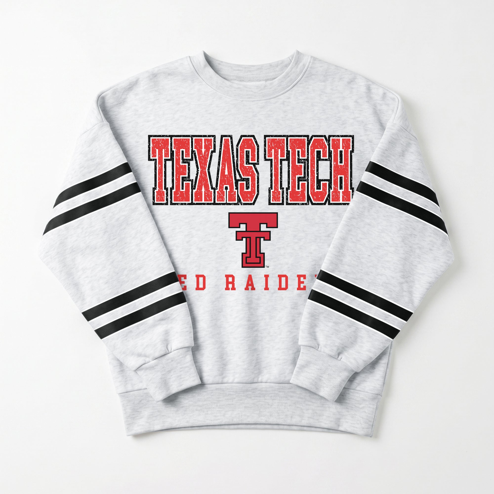 TEXAS TECH RED RAIDERS STADIUM STRIPES STRIPE SLEEVE CREWNECK SWEATSHIRT