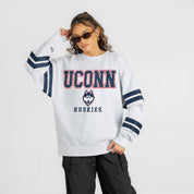 UCONN HUSKIES STADIUM STRIPES STRIPE SLEEVE CREWNECK SWEATSHIRT