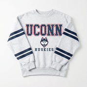 UCONN HUSKIES STADIUM STRIPES STRIPE SLEEVE CREWNECK SWEATSHIRT