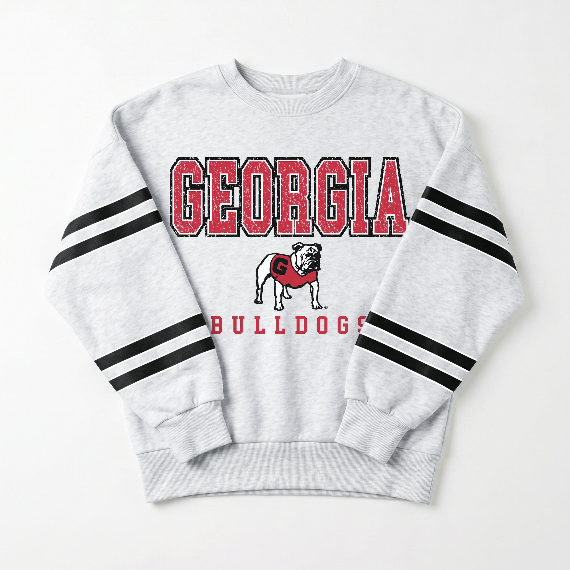 GEORGIA BULLDOGS STADIUM STRIPES STRIPE SLEEVE CREWNECK SWEATSHIRT