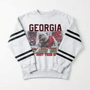 GEORGIA BULLDOGS OFF THE GRID STRIPE SLEEVE CREWNECK SWEATSHIRT