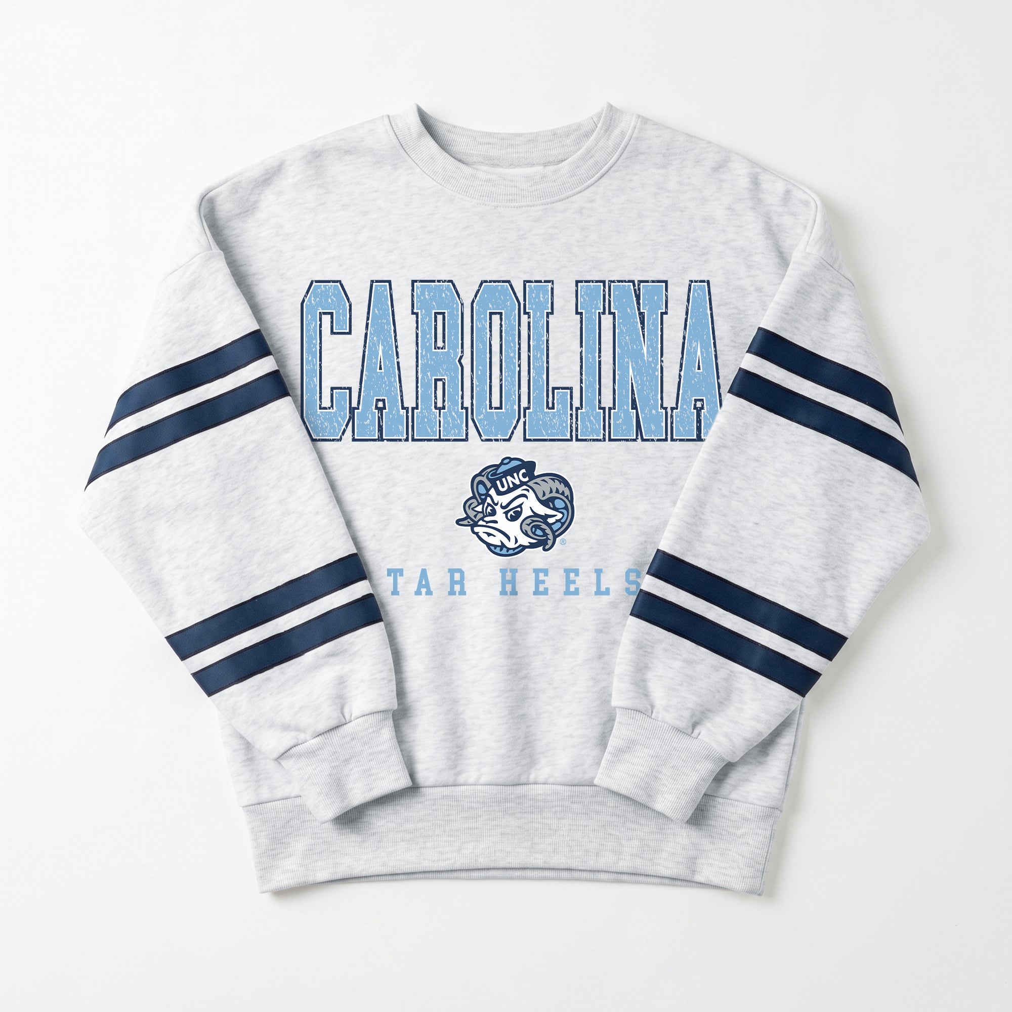 NORTH CAROLINA TAR HEELS STADIUM STRIPES STRIPE SLEEVE CREWNECK SWEATSHIRT