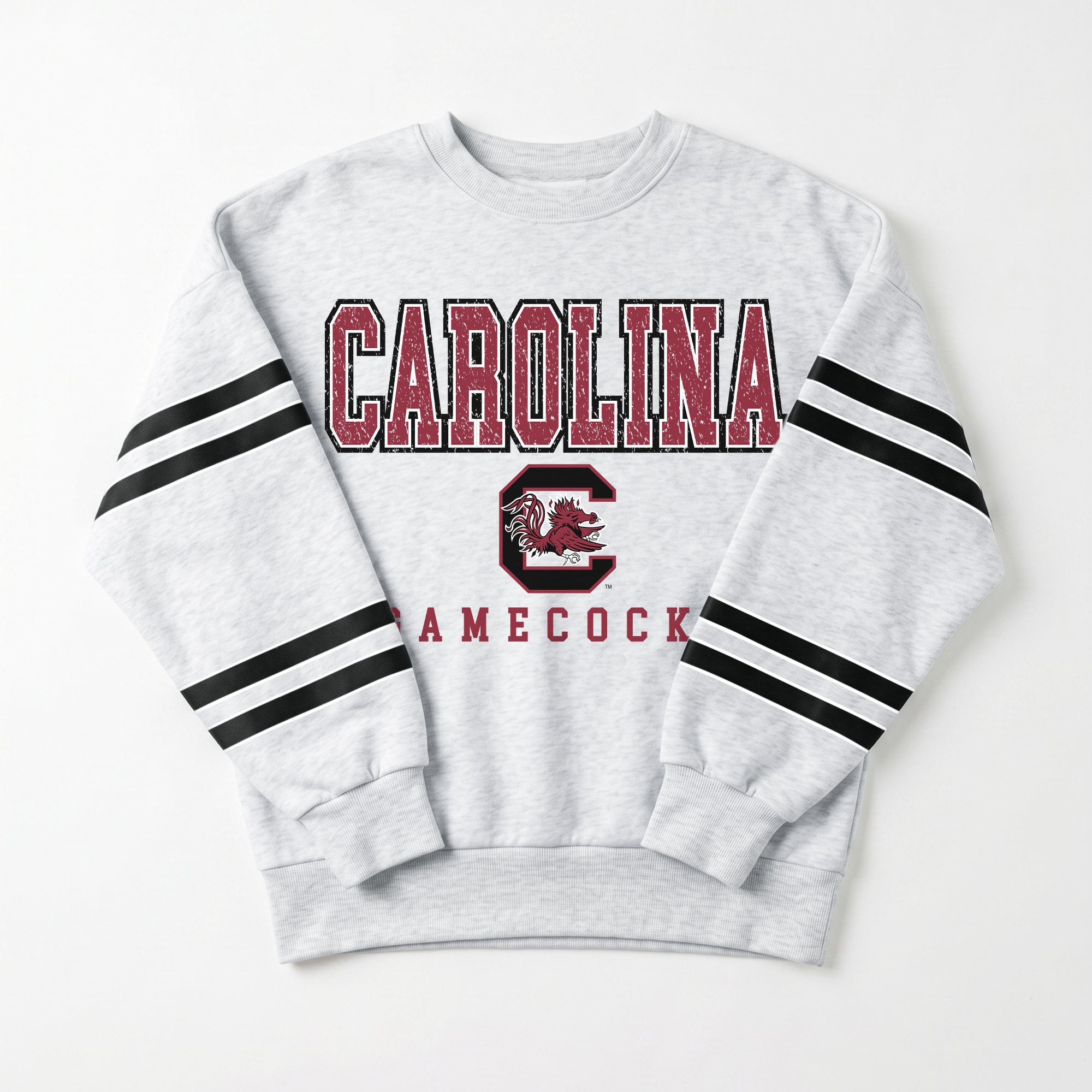 SOUTH CAROLINA GAMECOCKS STADIUM STRIPES STRIPE SLEEVE CREWNECK SWEATSHIRT