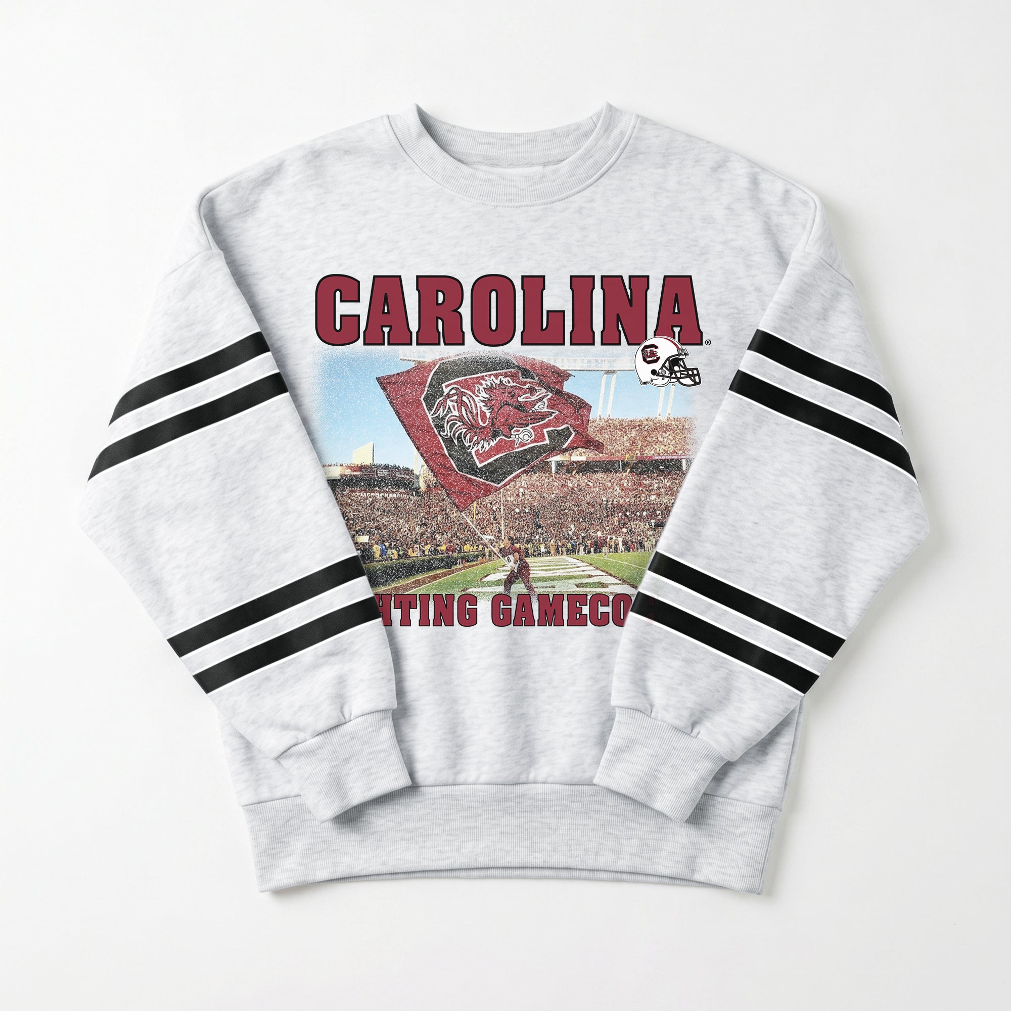 SOUTH CAROLINA GAMECOCKS OFF THE GRID STRIPE SLEEVE CREWNECK SWEATSHIRT