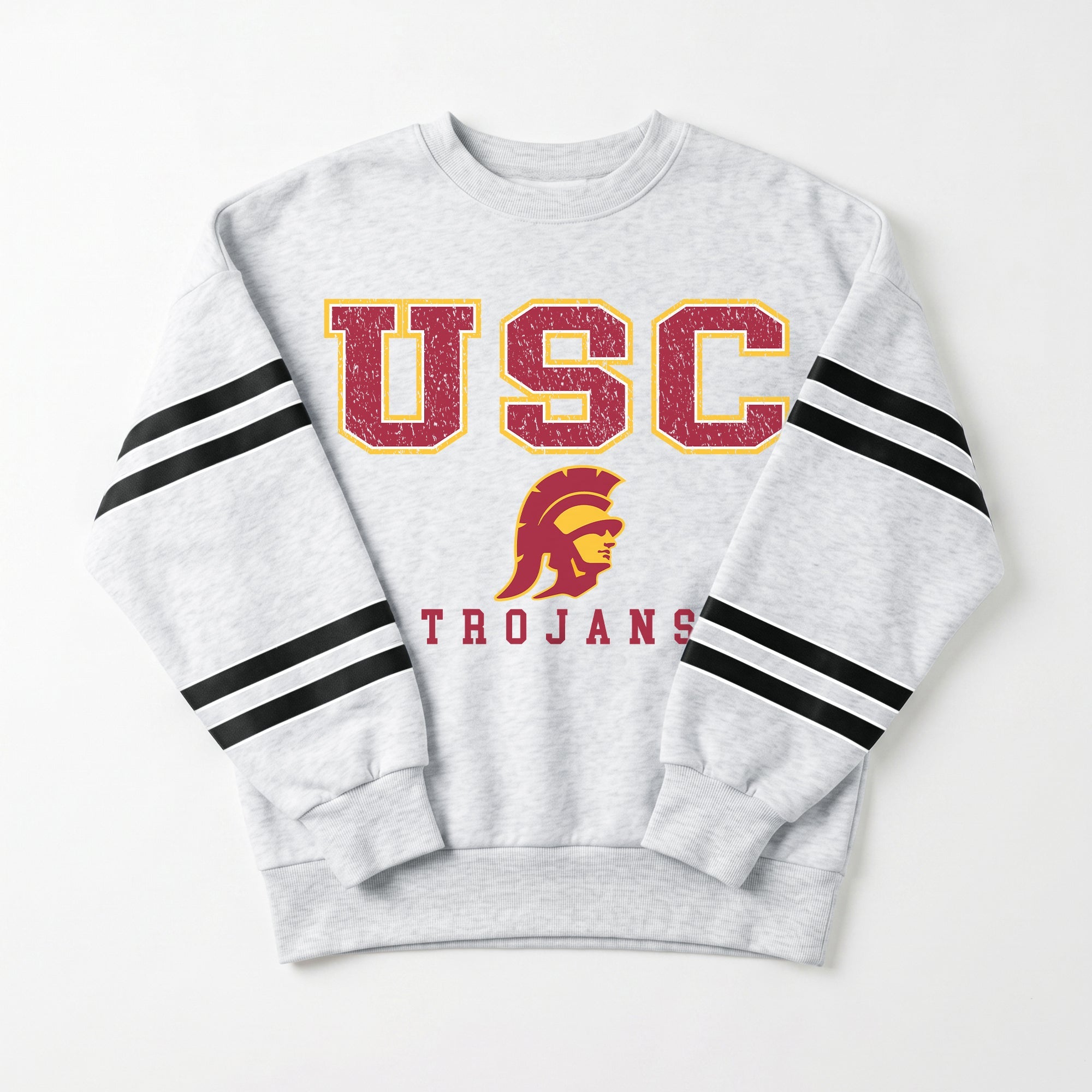 USC TROJANS STADIUM STRIPES STRIPE SLEEVE CREWNECK SWEATSHIRT