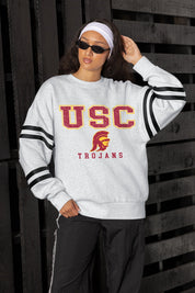USC TROJANS STADIUM STRIPES STRIPE SLEEVE CREWNECK SWEATSHIRT
